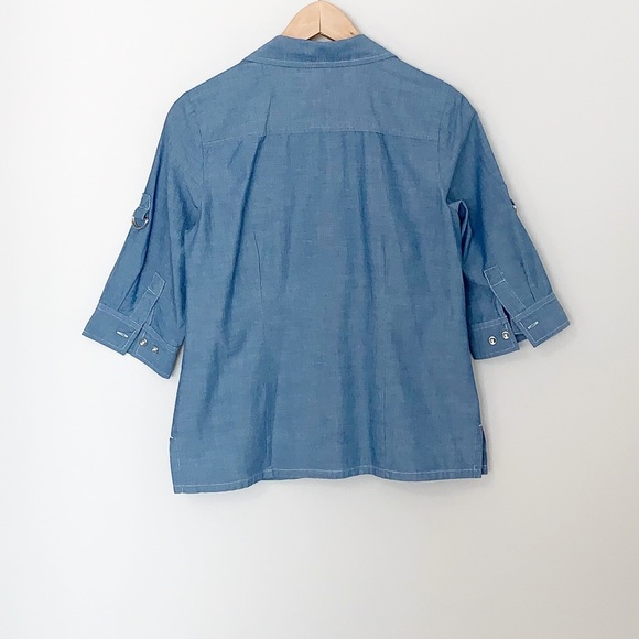 Karen Scott Petites Women's Blue Button Down - SM - Picture 3 of 6